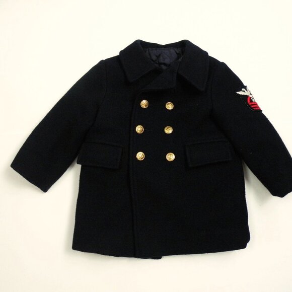 Fieldston Clothes Wool Pea Coat with Navy insignia gold buttons size Boys 3 - Picture 1 of 7